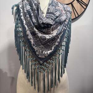 Boho Floral Mix Print Fringe Scarf